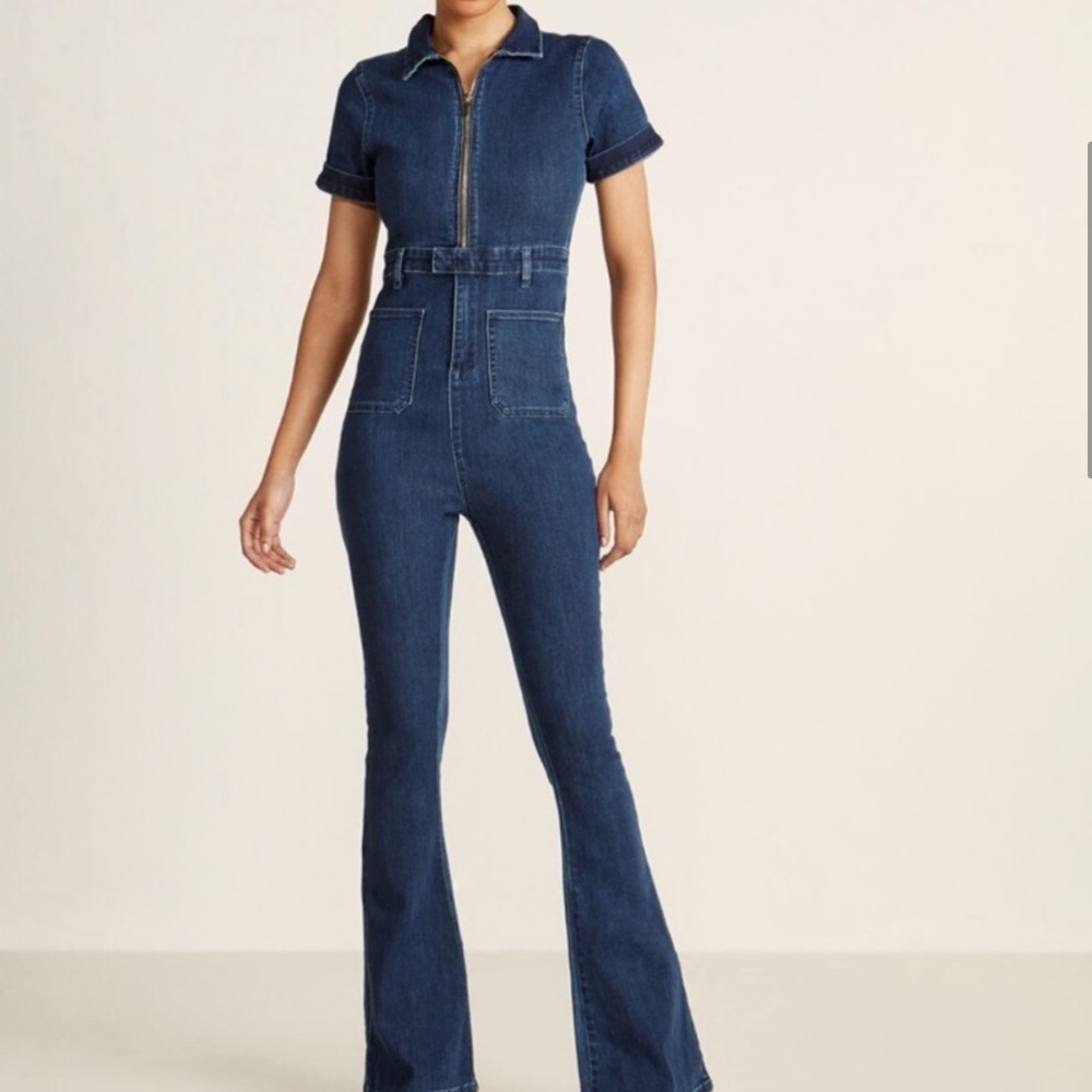 WeWoreWhat Dark Wash Denim Jumpsuit
